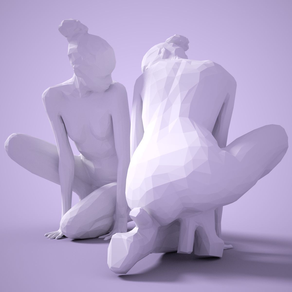 Fashion Girl Sitting Down Posing 3D print model_1