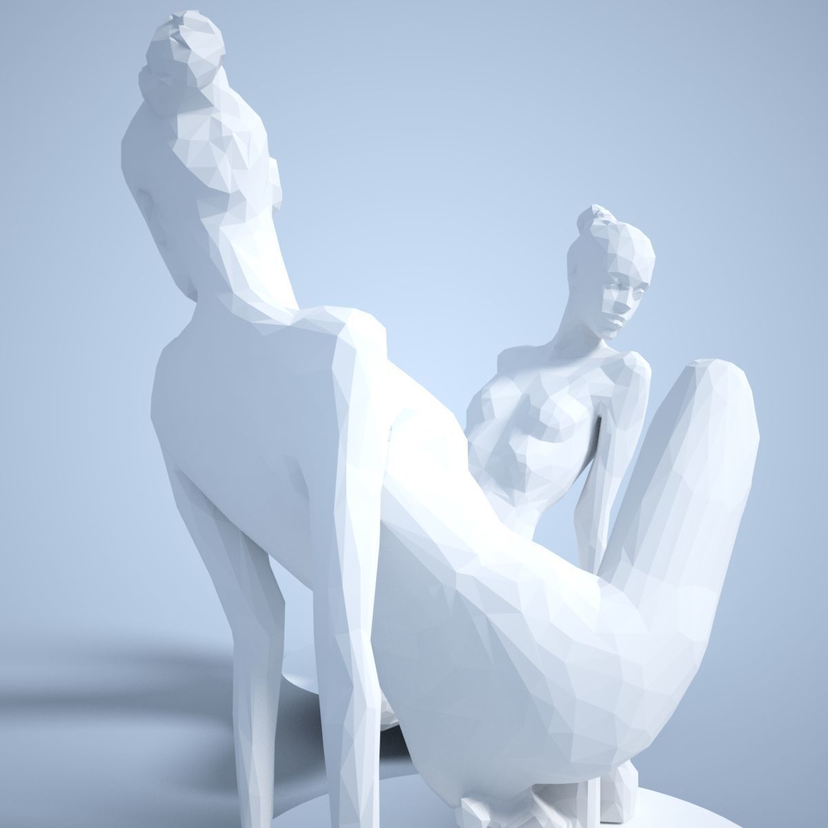 Fashion Girl Sitting Down Posing 3D print model_2