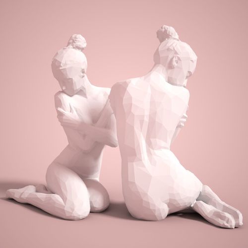 Fashion Girl Sitting Down Posing 3D print model