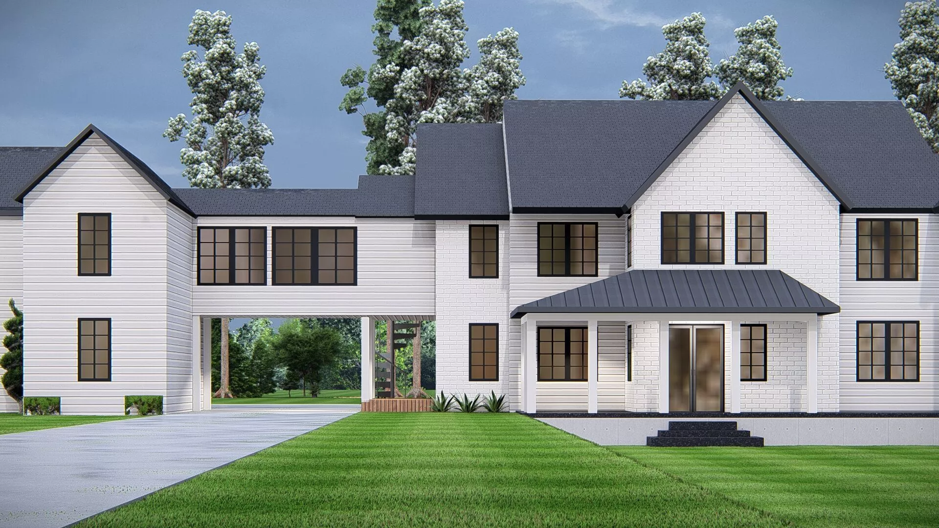 Modern American Farmhouse Estate with Breezeway 3Car Garage 3D model