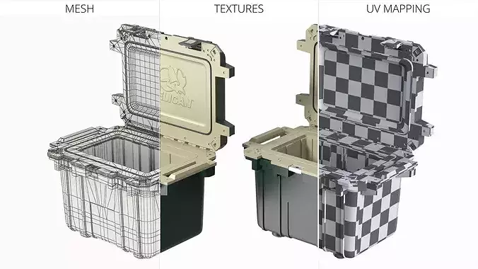 Pelican Elite 50 Quart Cooler Box with Insulated Walls 3D model 7
