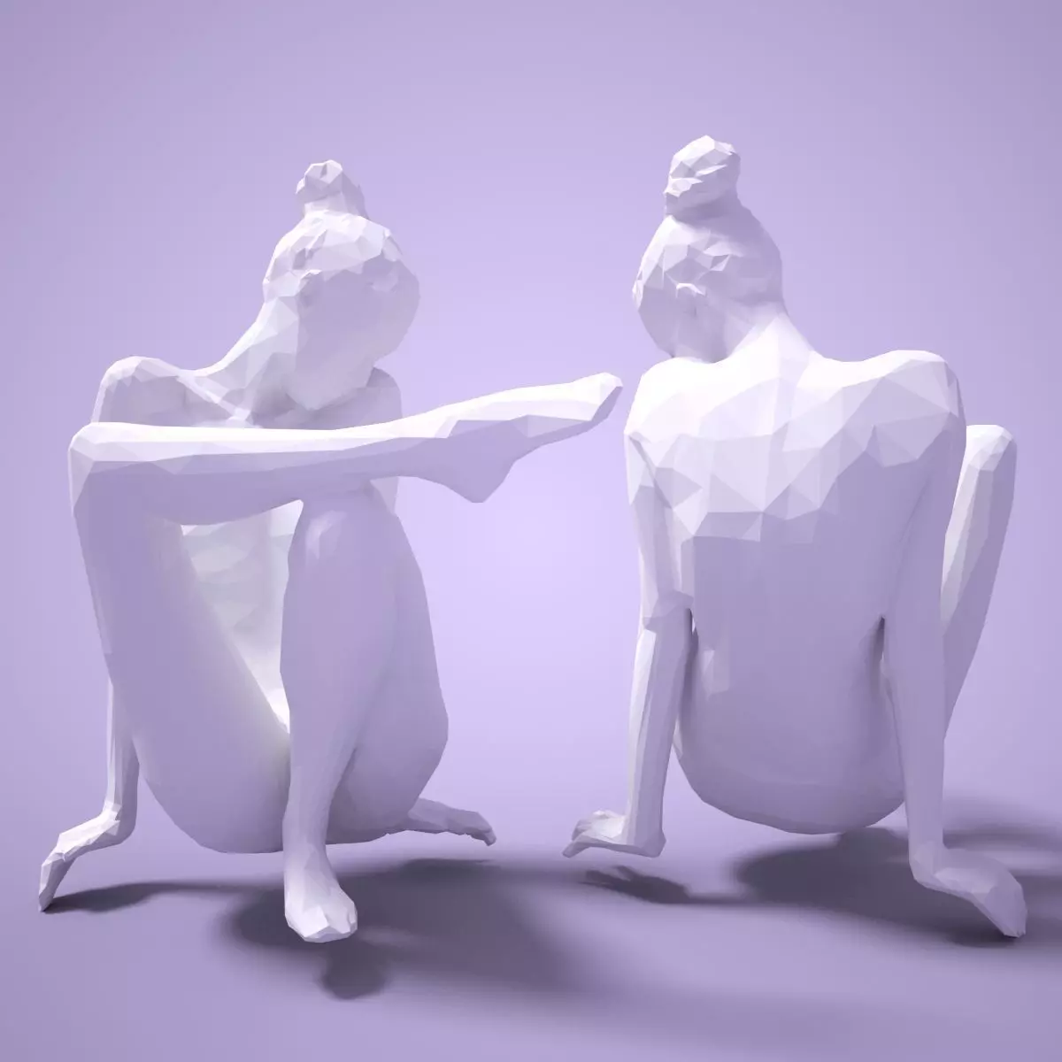 Fashion Girl Sitting Down Posing 3D print model_0