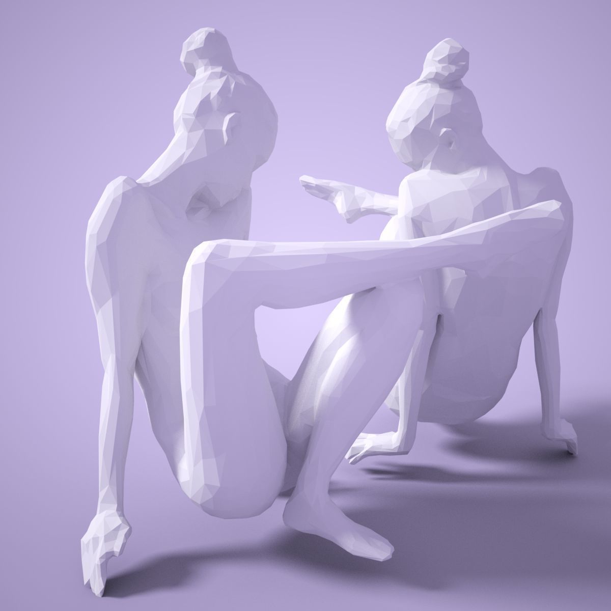 Fashion Girl Sitting Down Posing 3D print model_1