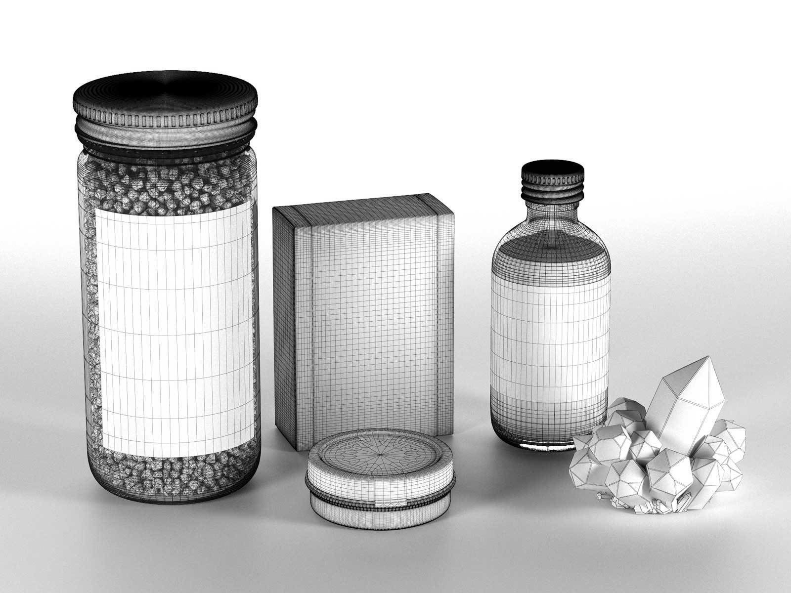 Body Care Products with Crystal 3D model_1