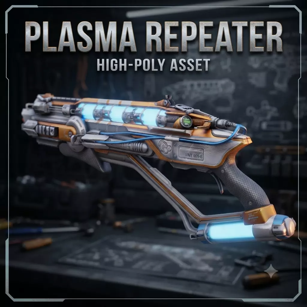 Sci-Fi Plasma Pistol - Futuristic Weapon 3D Model Low-poly 3D model