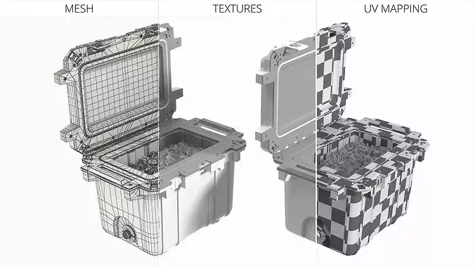 Rugged Outdoor Cooler Box with Ice 3D model 7