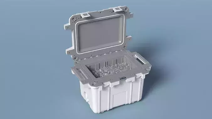 Rugged Outdoor Cooler Box with Ice 3D model