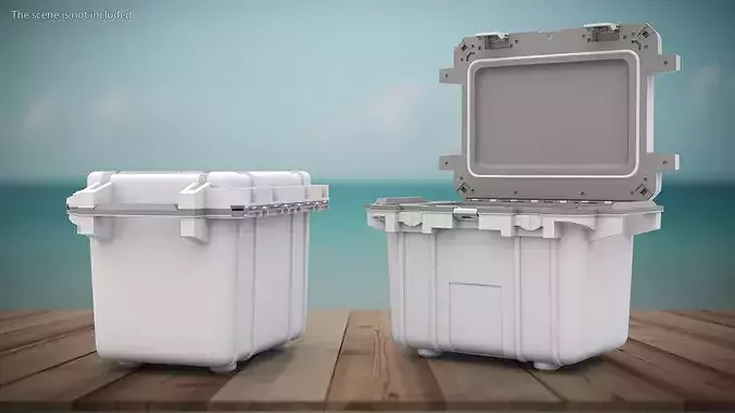 Rugged Outdoor Cooler Box with Ice 3D model 2