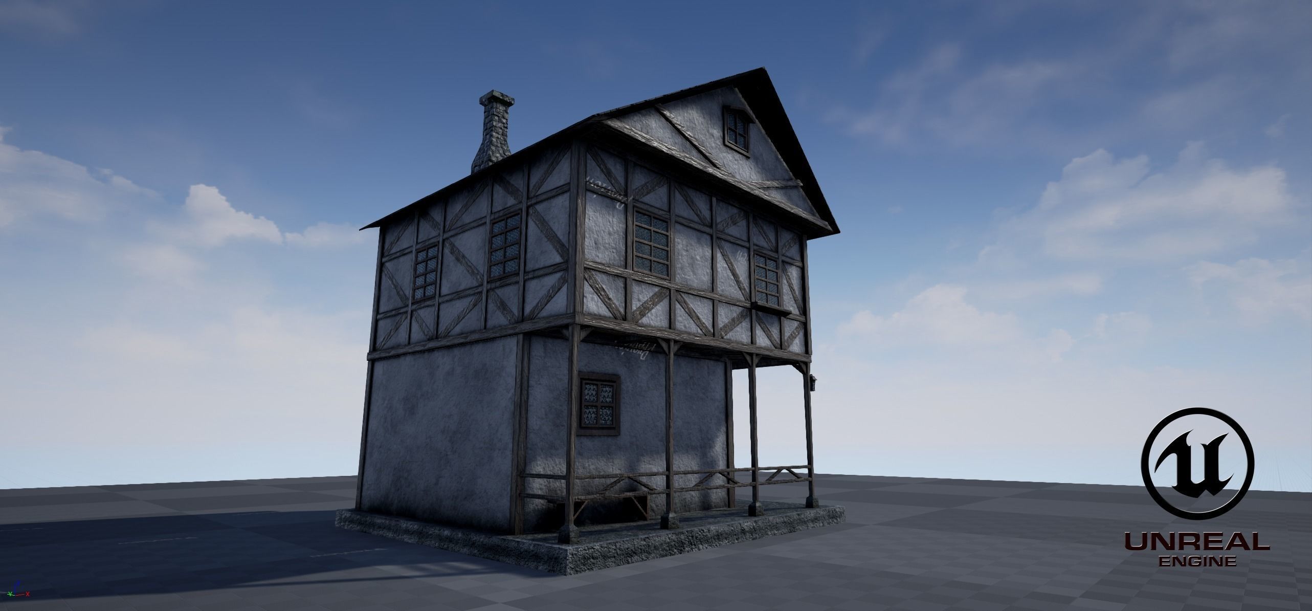 Medieval house A PBR Low-poly 3D model_6