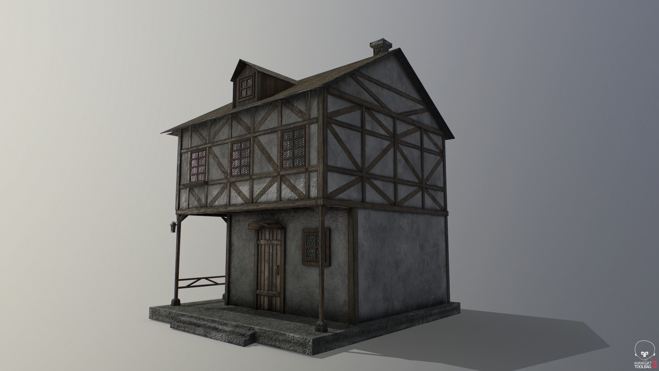 Medieval house A PBR Low-poly 3D model_2