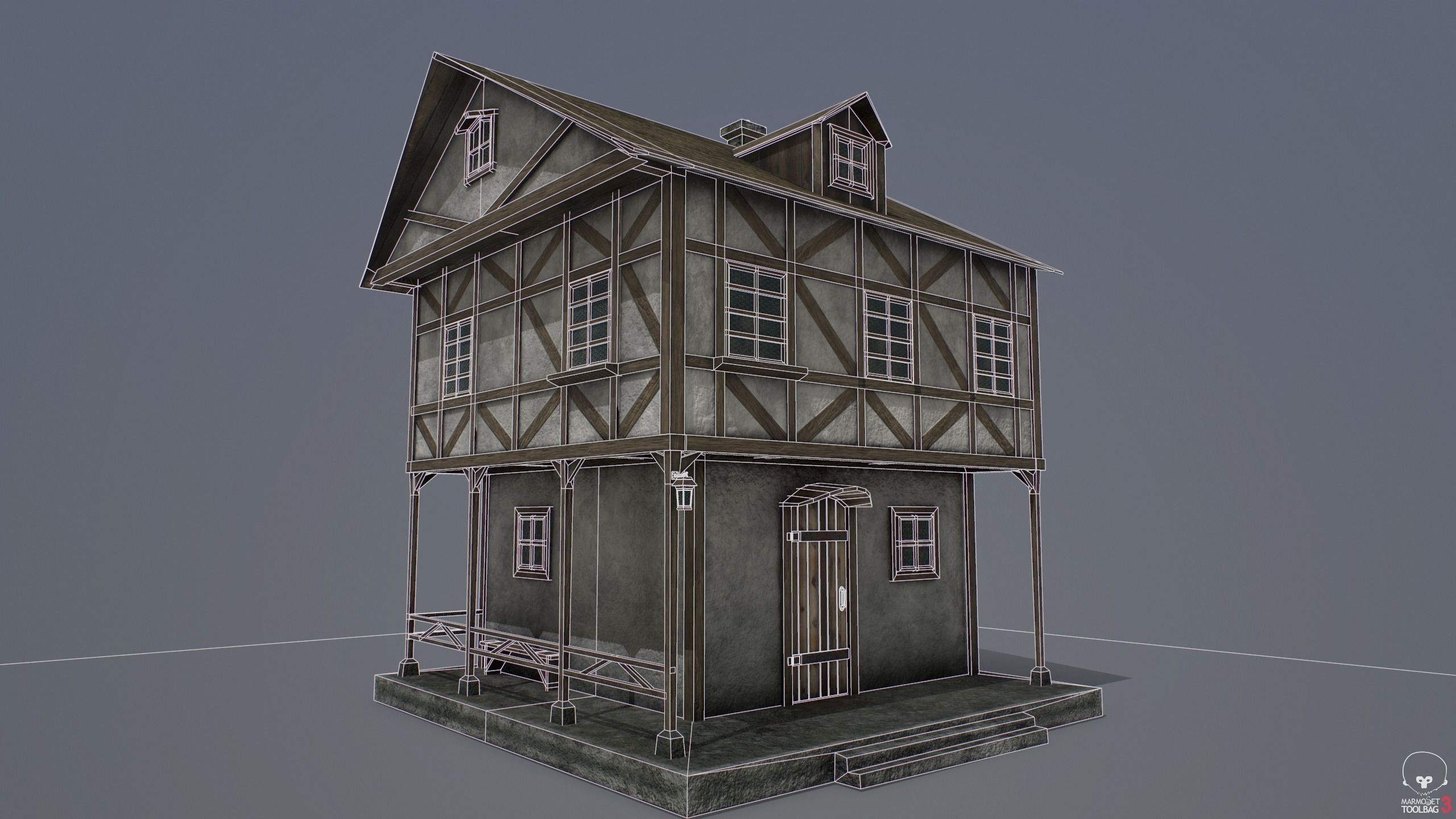 Medieval house A PBR Low-poly 3D model_7