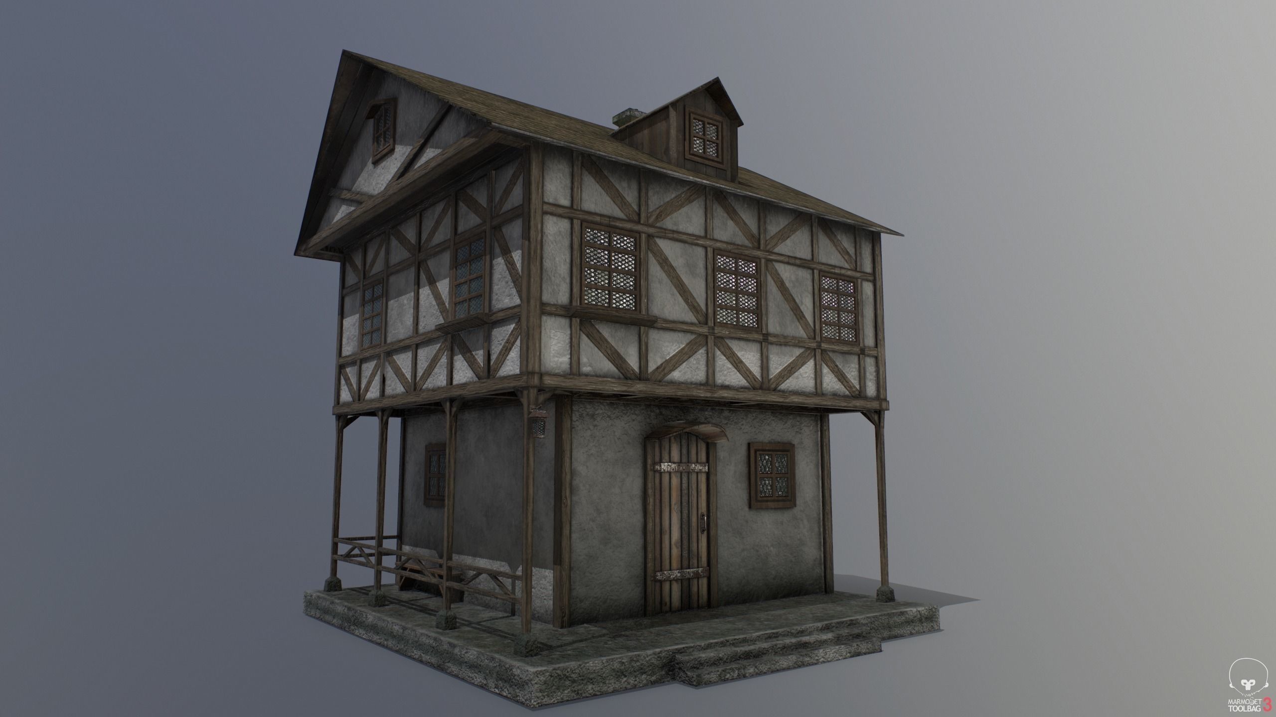 Medieval house A PBR Low-poly 3D model_0
