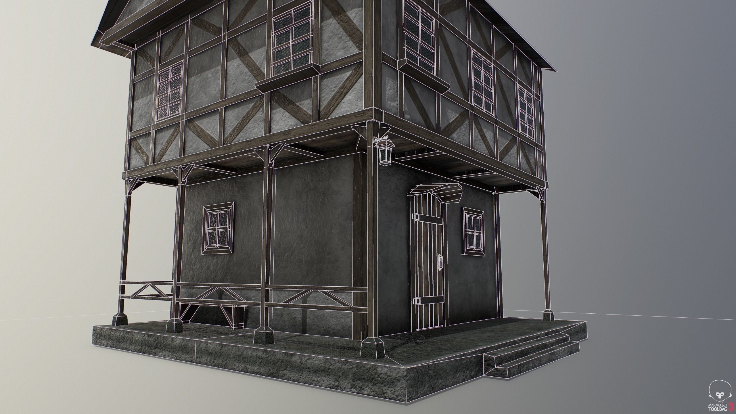 Medieval house A PBR Low-poly 3D model_9