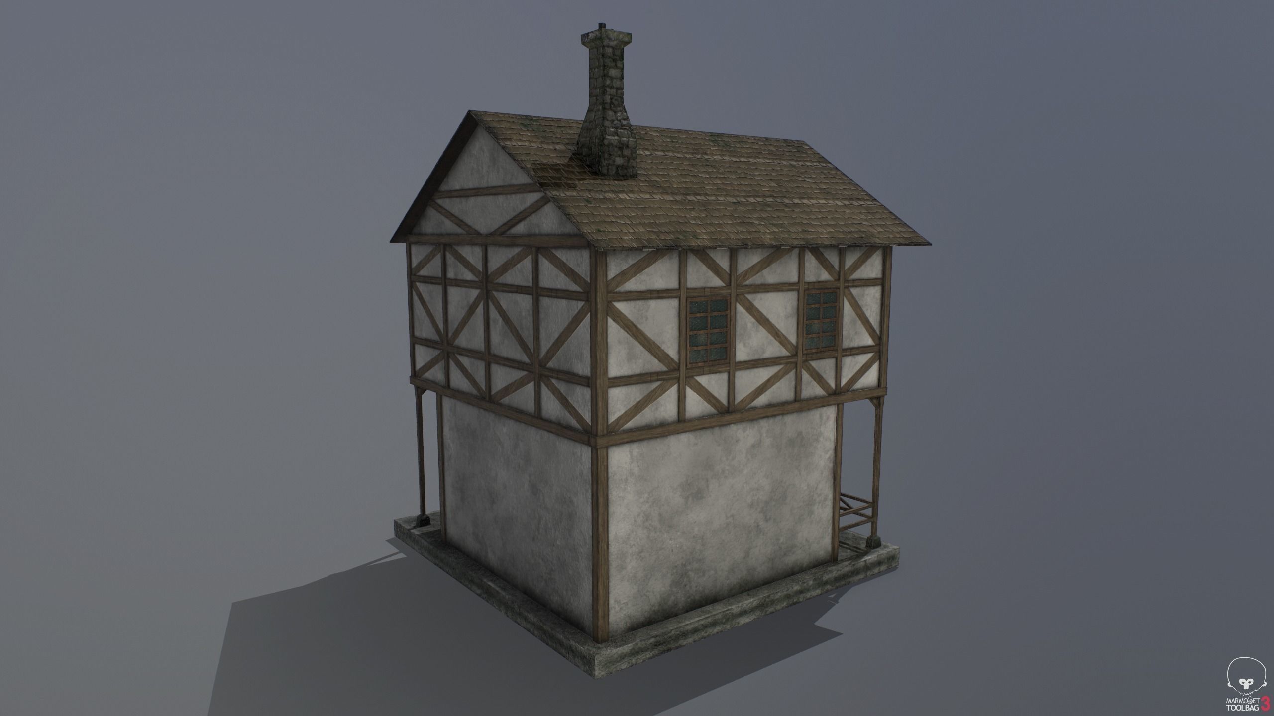 Medieval house A PBR Low-poly 3D model_3