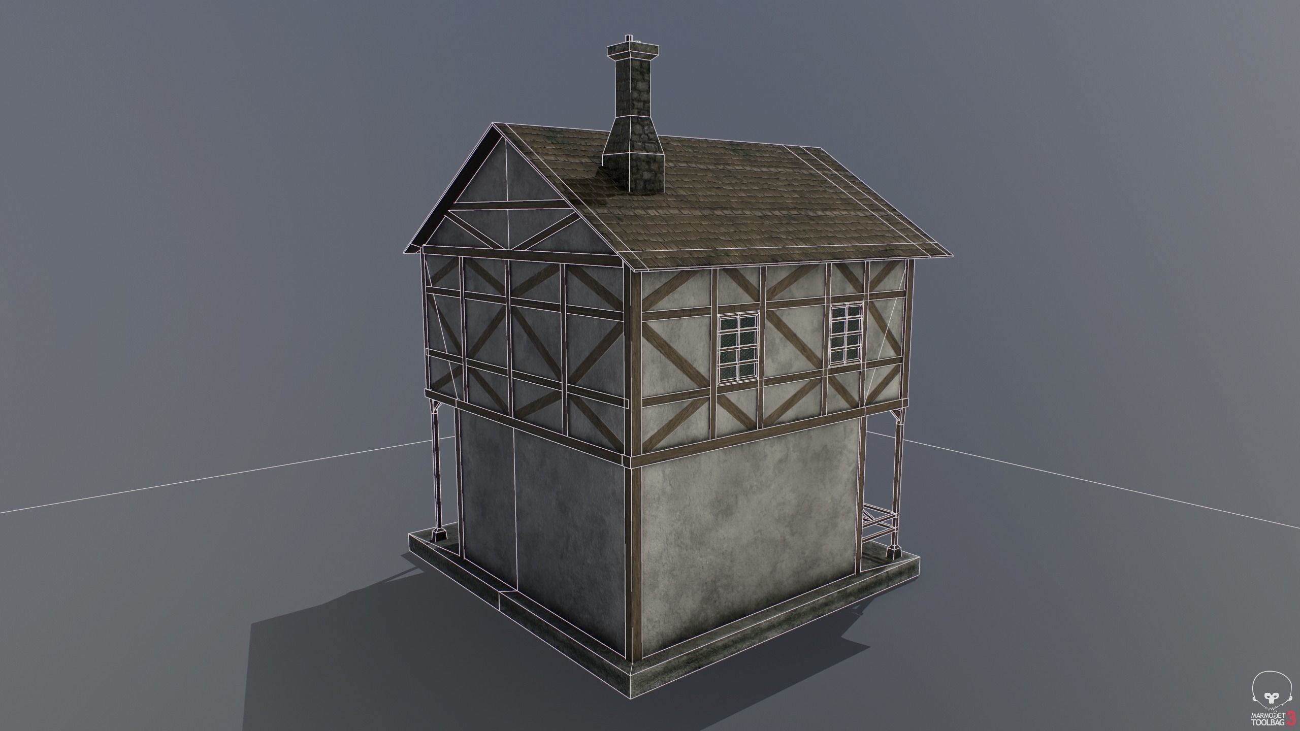 Medieval house A PBR Low-poly 3D model_8