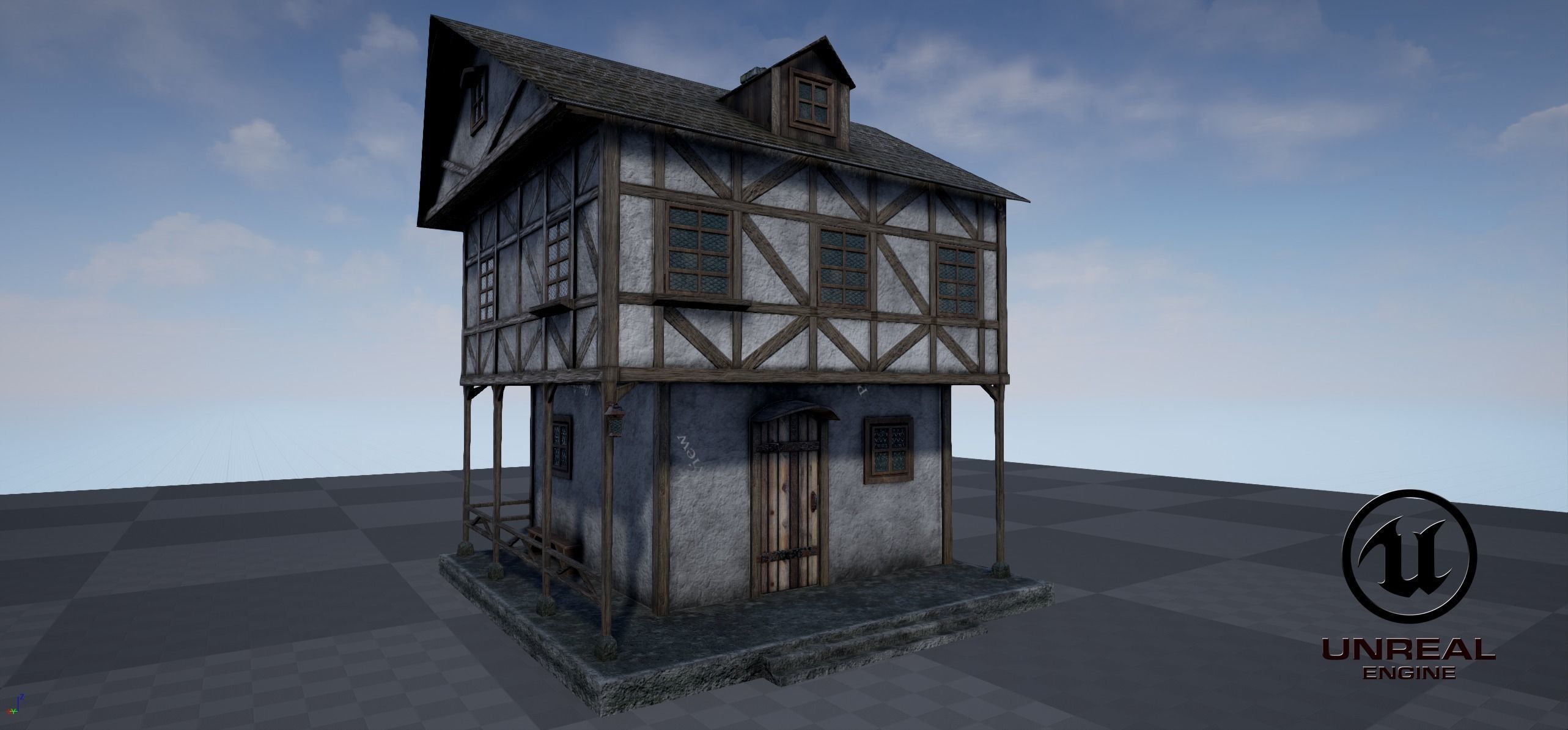 Medieval house A PBR Low-poly 3D model_1