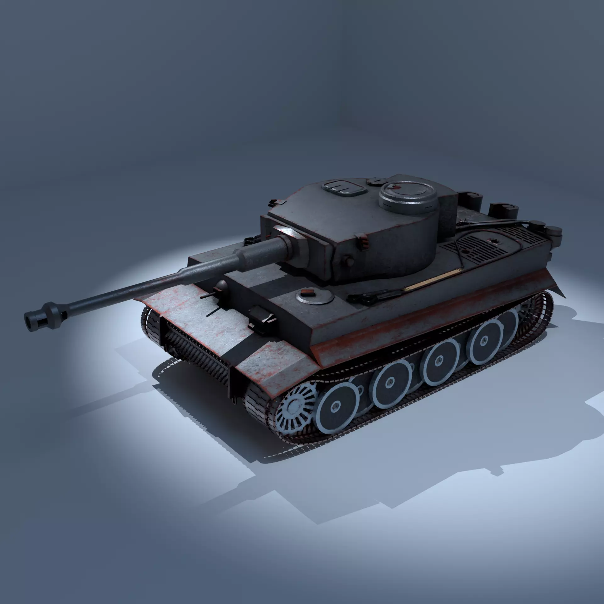 MedPoly Early Production Tiger 1 Rigged Textured and NonTextured Low-poly 3D model