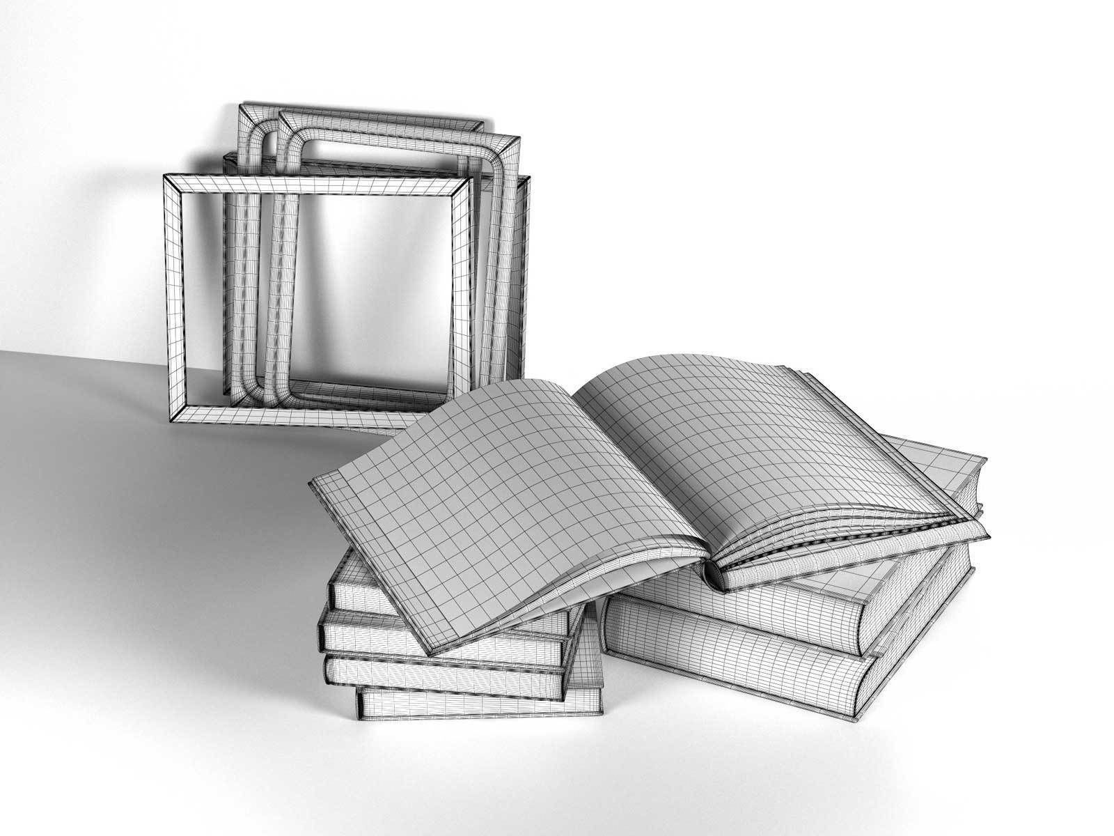 Stack of Books with Frames 3D model_1