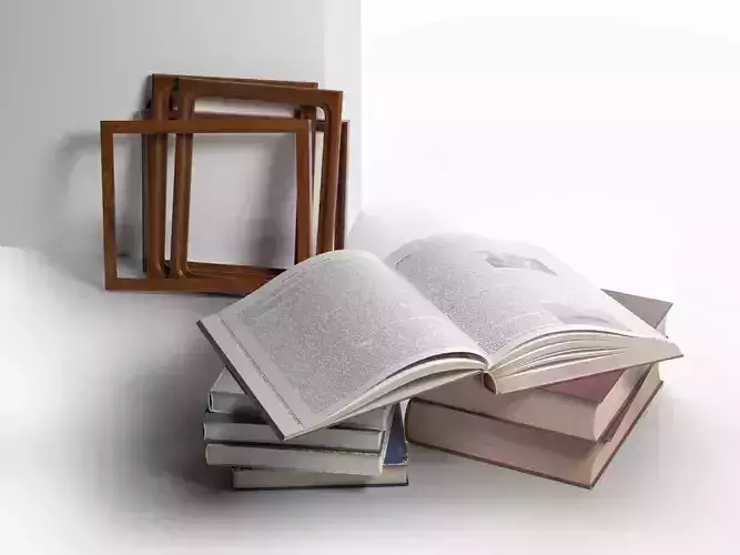 Stack of Books with Frames