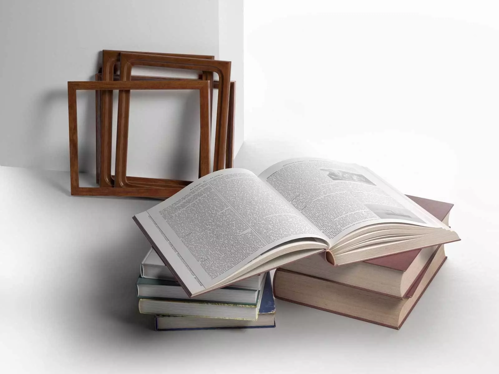 Stack of Books with Frames 3D model_0