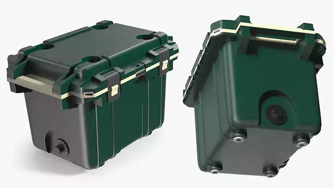 Insulated Camping Cooler Filled with Ice and Aluminum Cans 3D model 4
