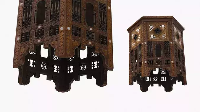 Arabic Tabouret with Mother of Pearl 3D model 5