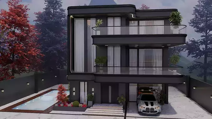 Modern Luxury 3-Story House 3D model