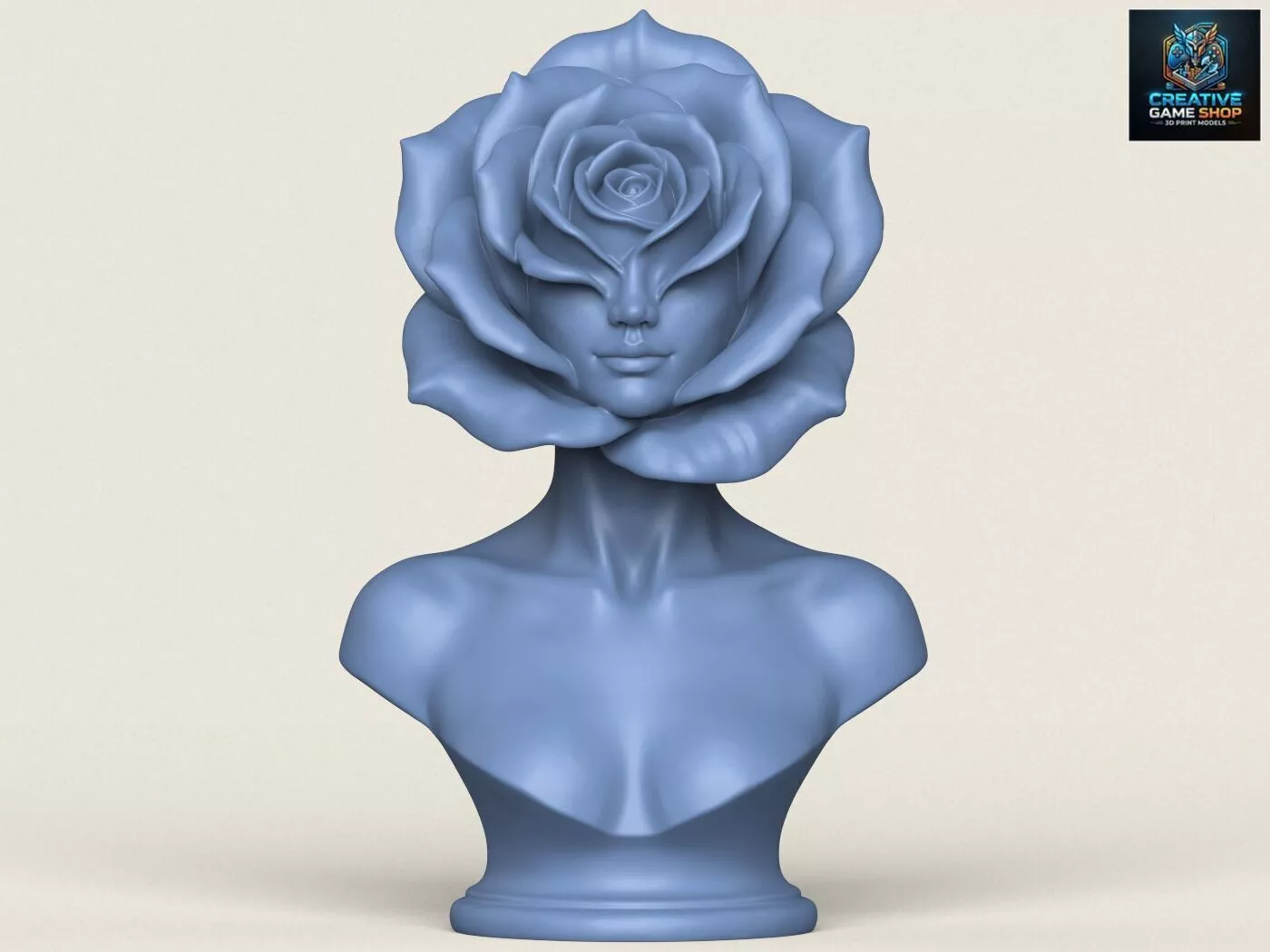 Beautiful Woman Rose Style Face Bust 3D print model