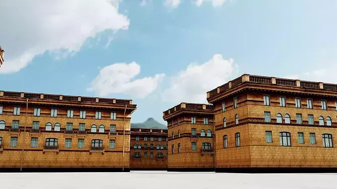 Hotel Building Low Poly Low-poly 3D model 4