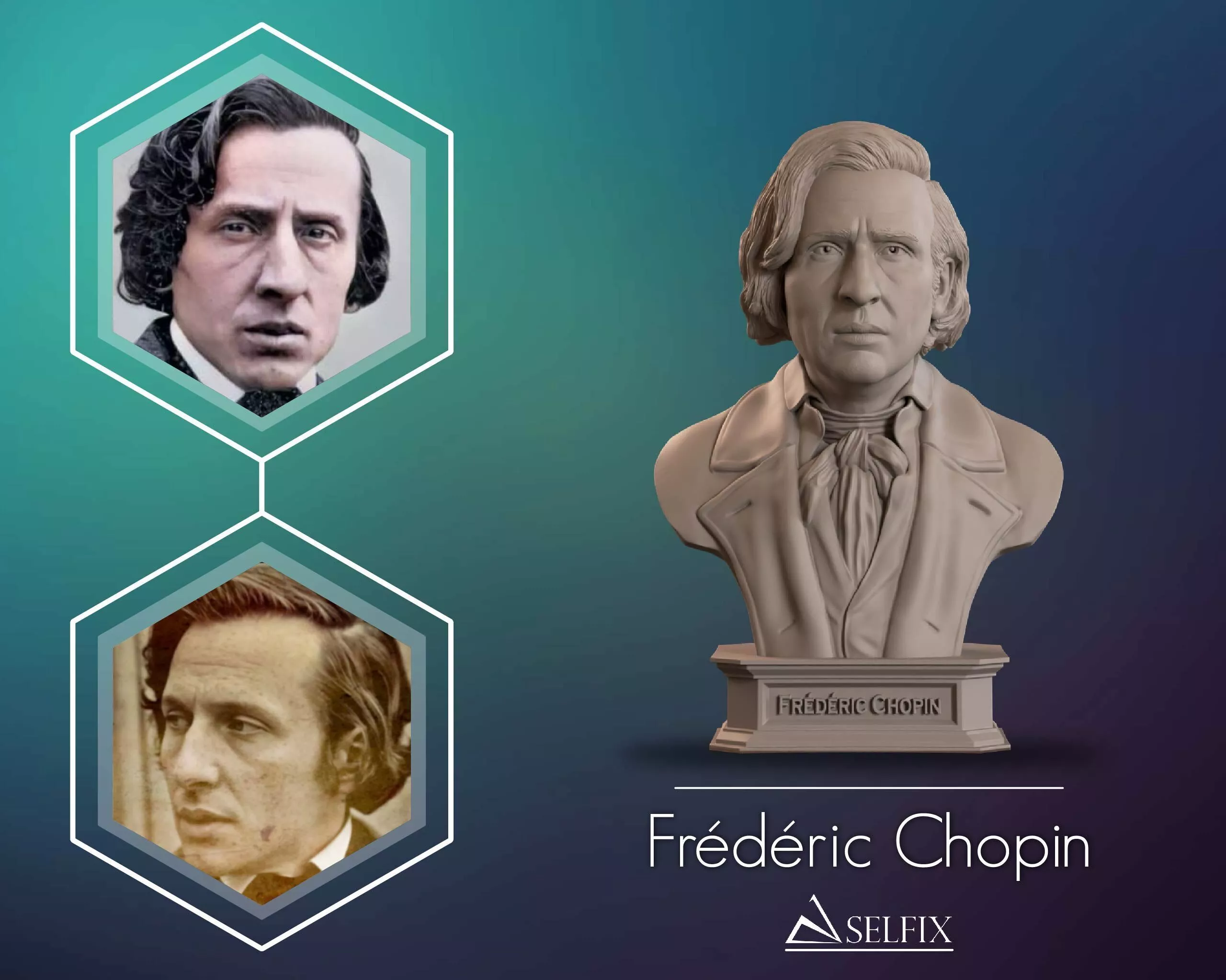 Frederic Chopin Bust Sculpture 3D print model