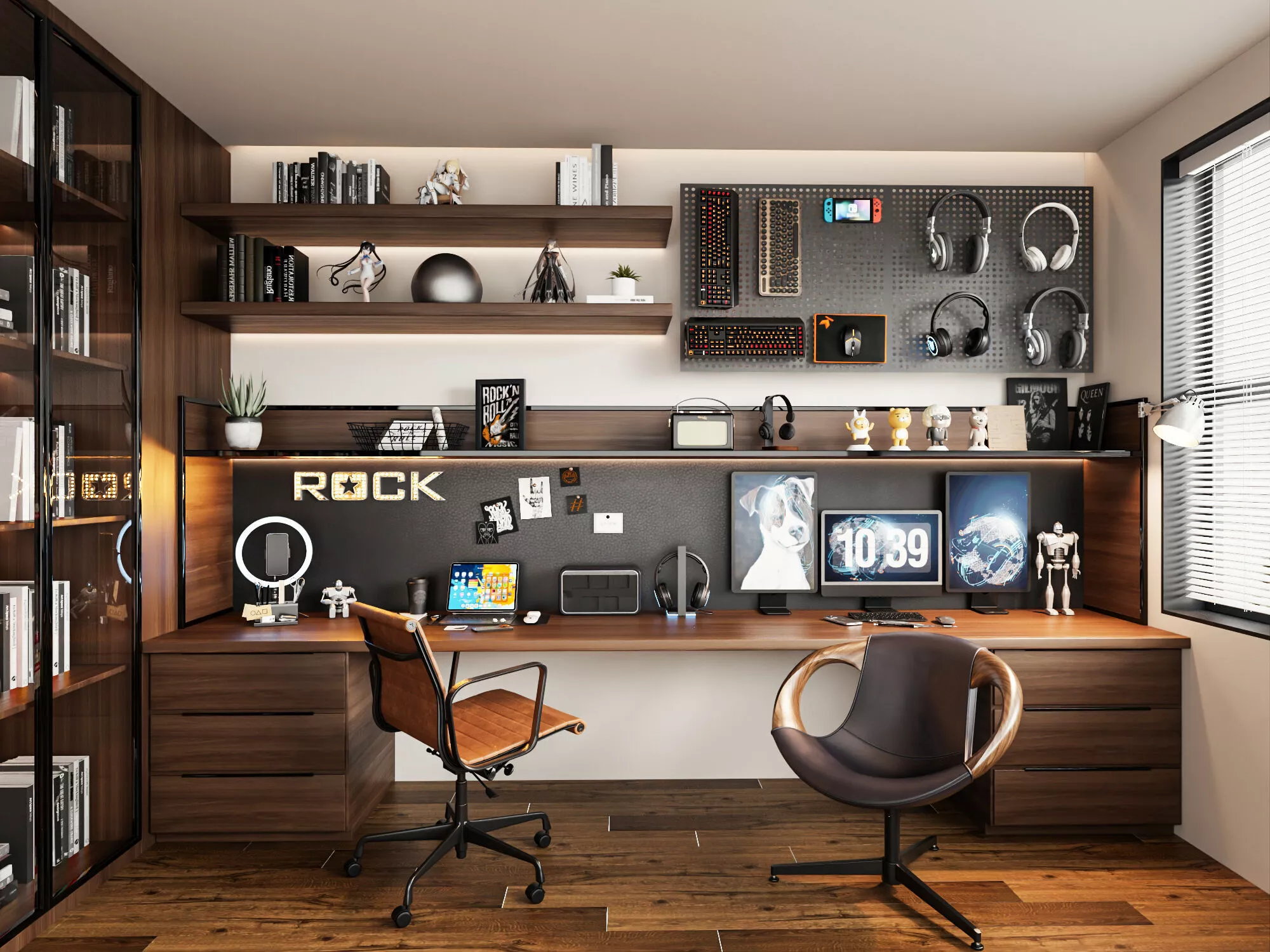 Modern Gaming Home Office Setup Low-poly 3D model