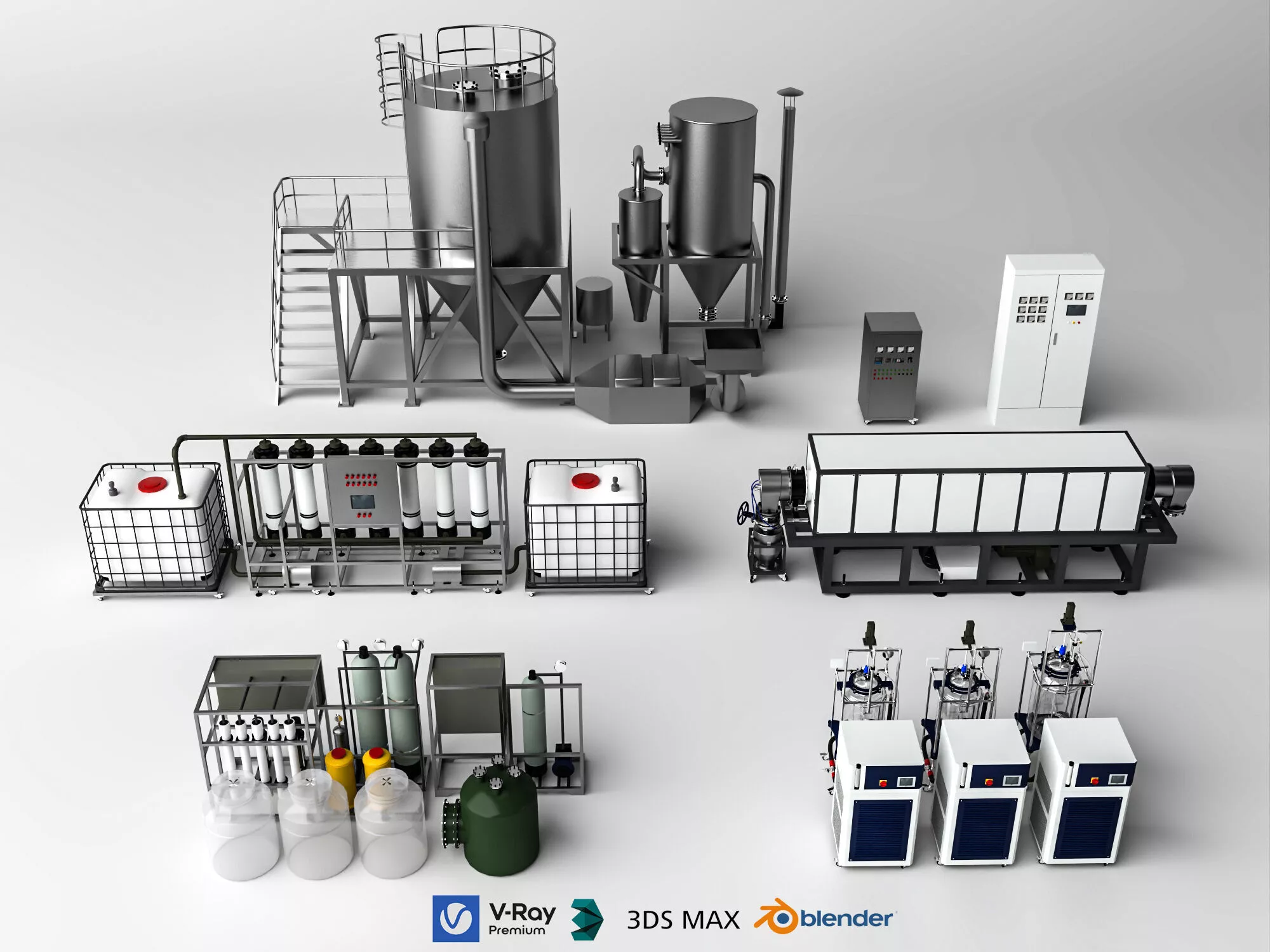 Industrial Water Treatment Equipment Module Asset Pack 3D model