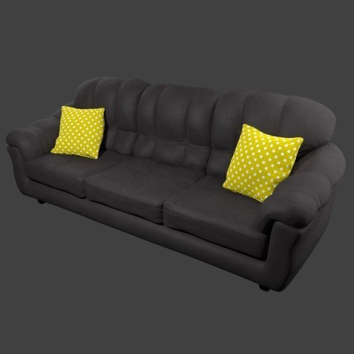 Couch and Pillows - Leather Low-poly 3D model
