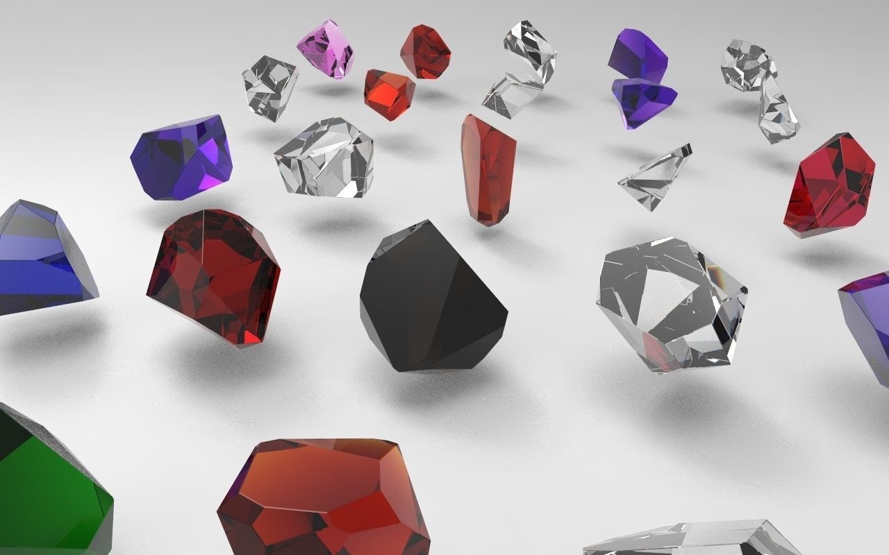 Emerald Gem Crystal Garnet Jewel Stone Pack 35 Pieces  Low-poly 3D model_2