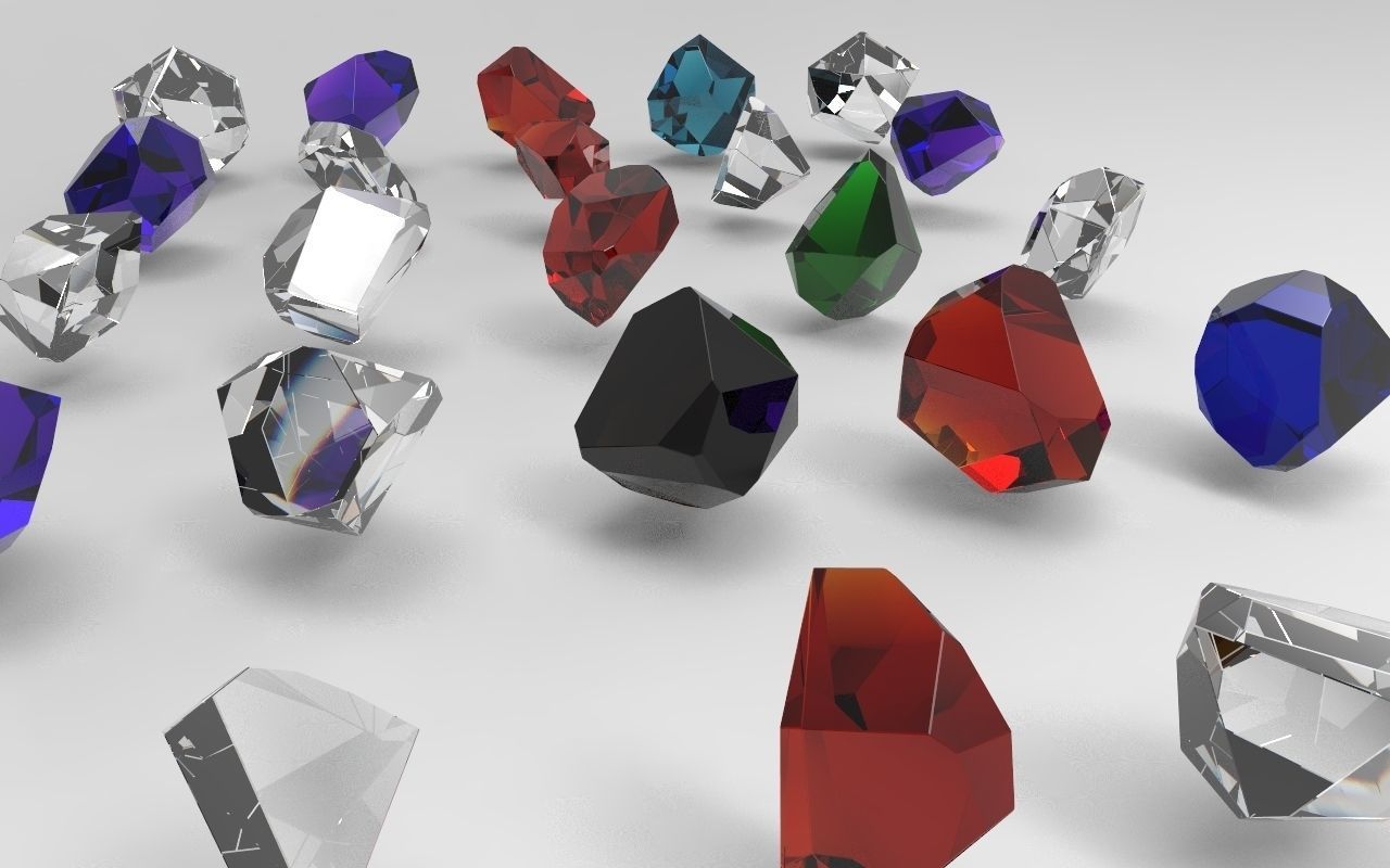 Emerald Gem Crystal Garnet Jewel Stone Pack 35 Pieces  Low-poly 3D model_1