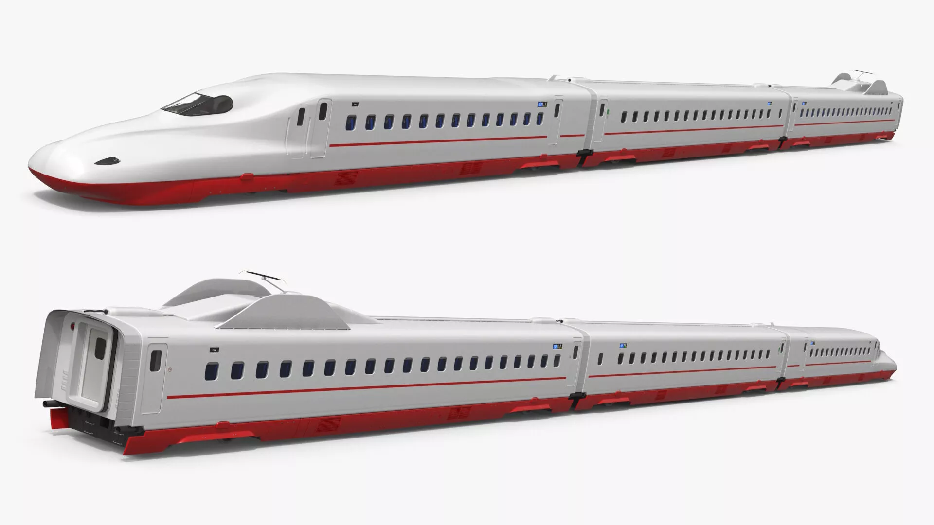 Modern Bullet Passenger Train with Interior Rigged 3D model