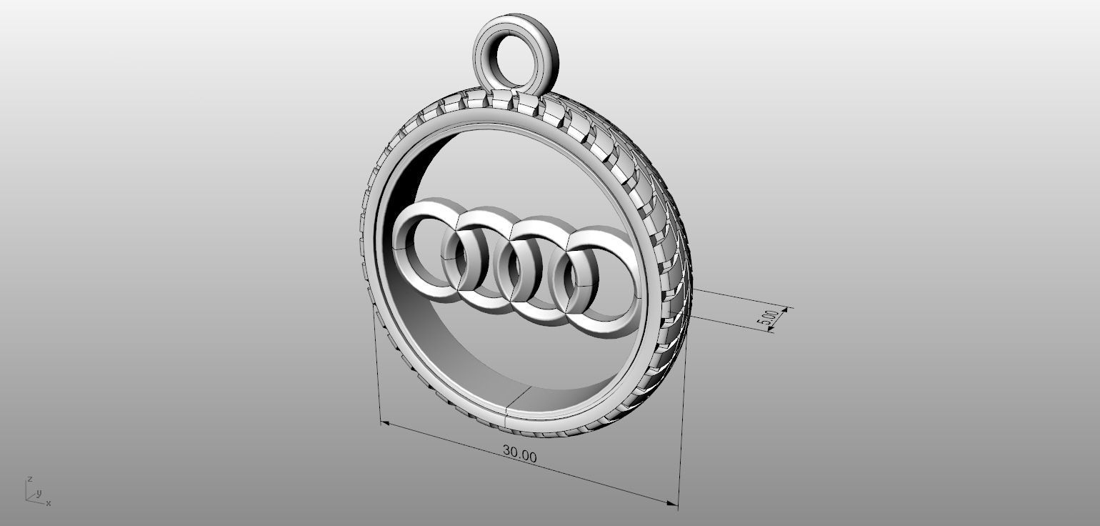Audi logo pendant 3D Model 3D printable .stl .3dm - CGTrader.com