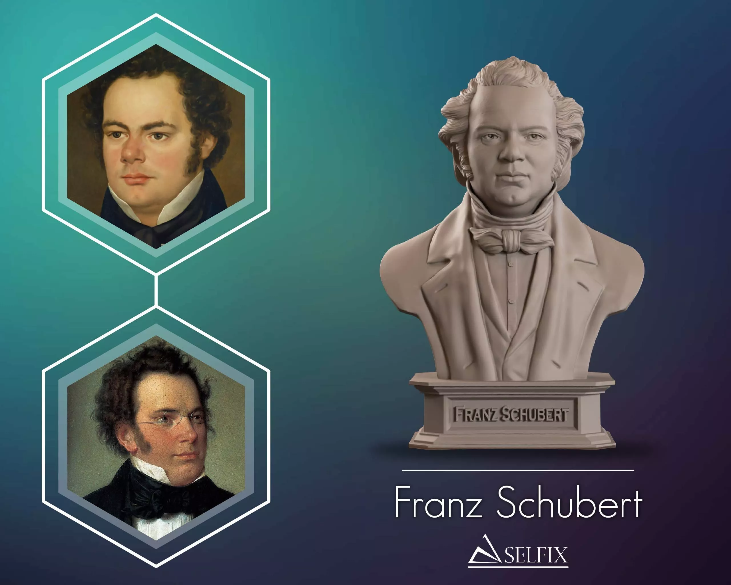 Franz Schubert Bust Sculpture 3D print model