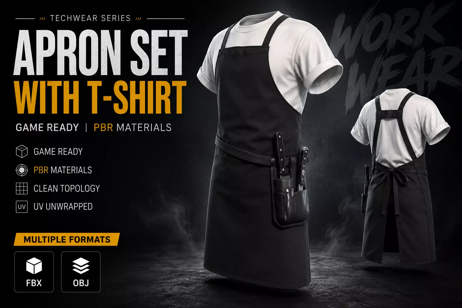 Apron Outfit Game Ready PBR Low-poly 3D model