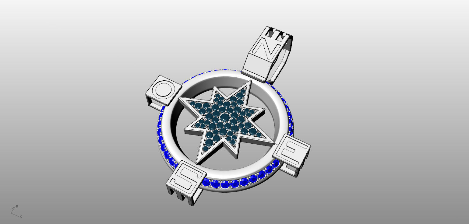 Pendant Compass 3D print model_1