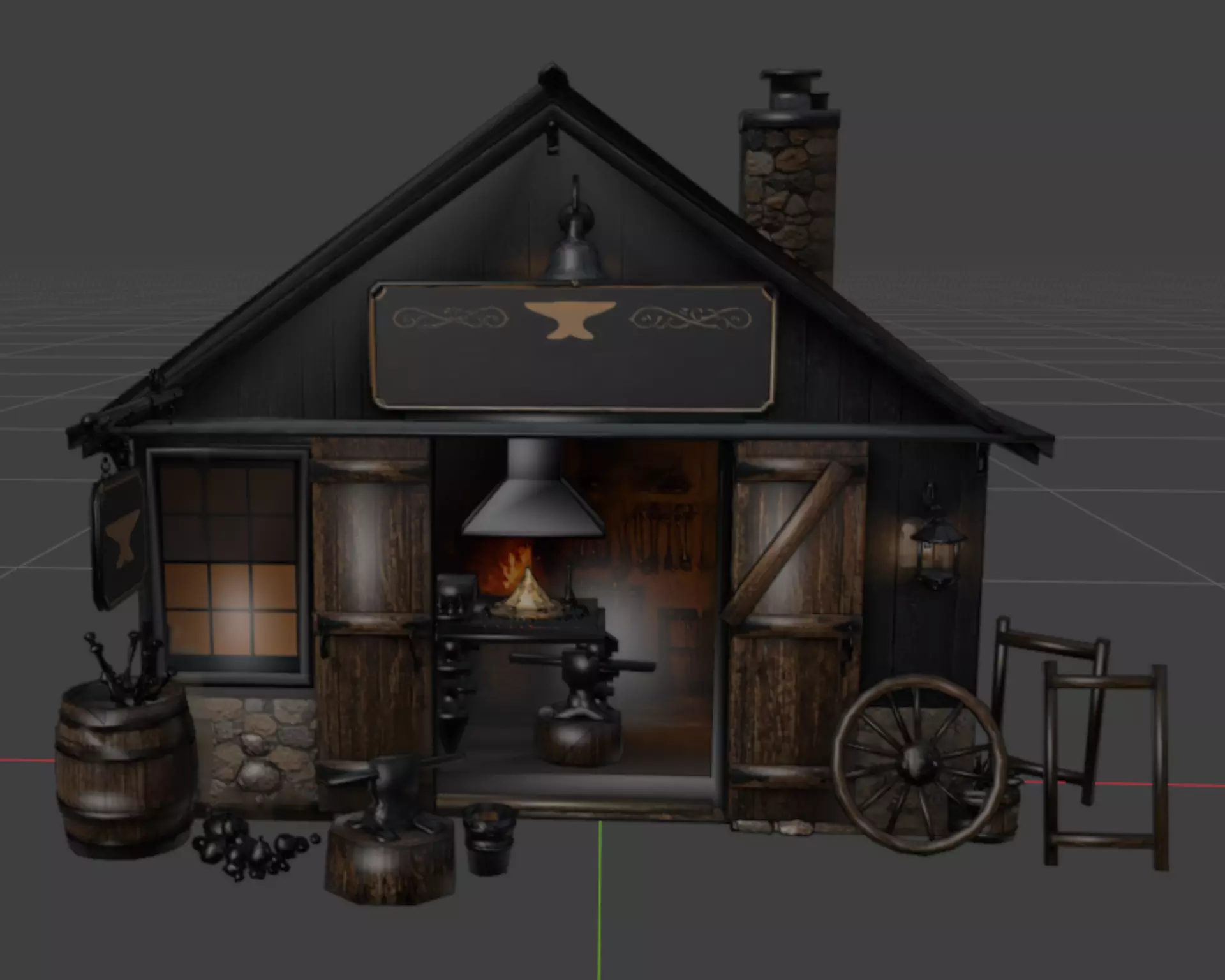 Realistic Blacksmith Shop 3D model