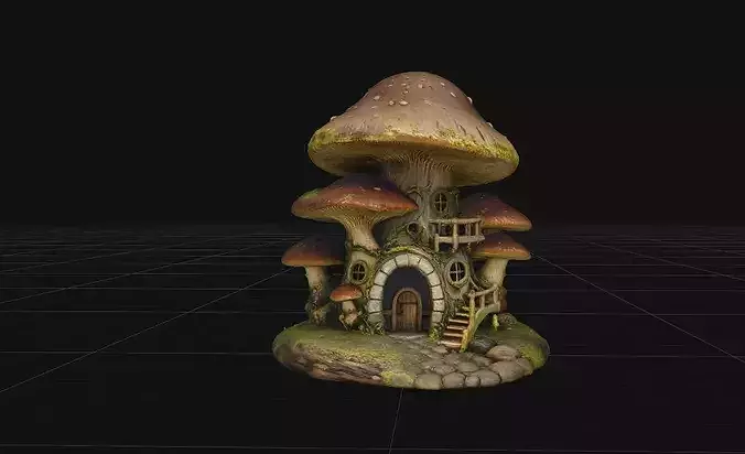 Fantasy Mushroom House - High-Fidelity 4K PBR 3D Model 3D model