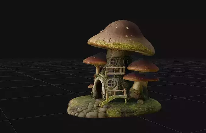 Fantasy Mushroom House - High-Fidelity 4K PBR 3D Model 3D model 2