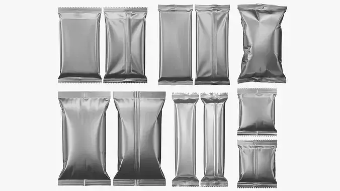 Snack Pack and Bar Foil Wrapper Mockup Set 3