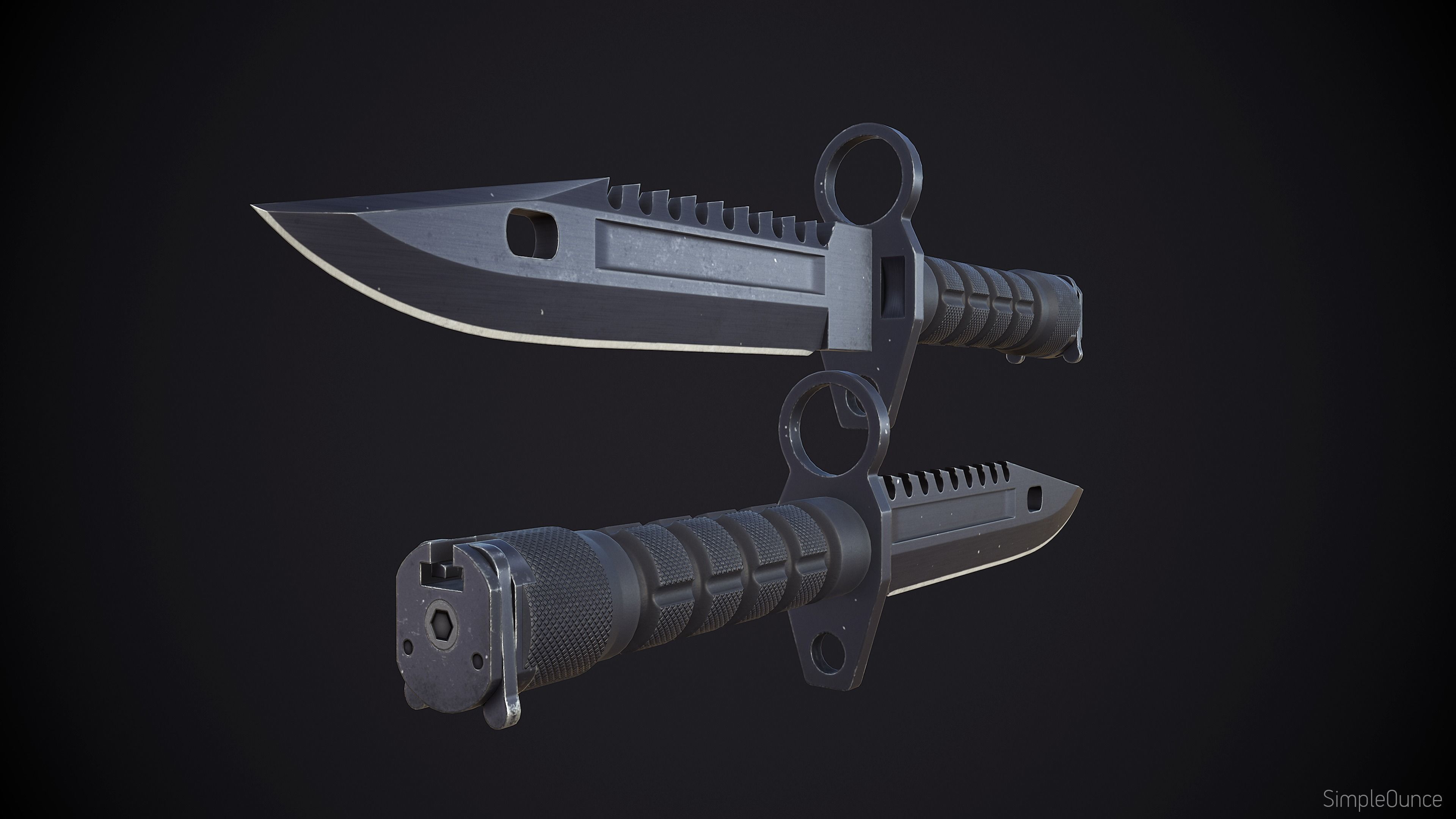 M9 Bayonet Low-poly 3D model_3