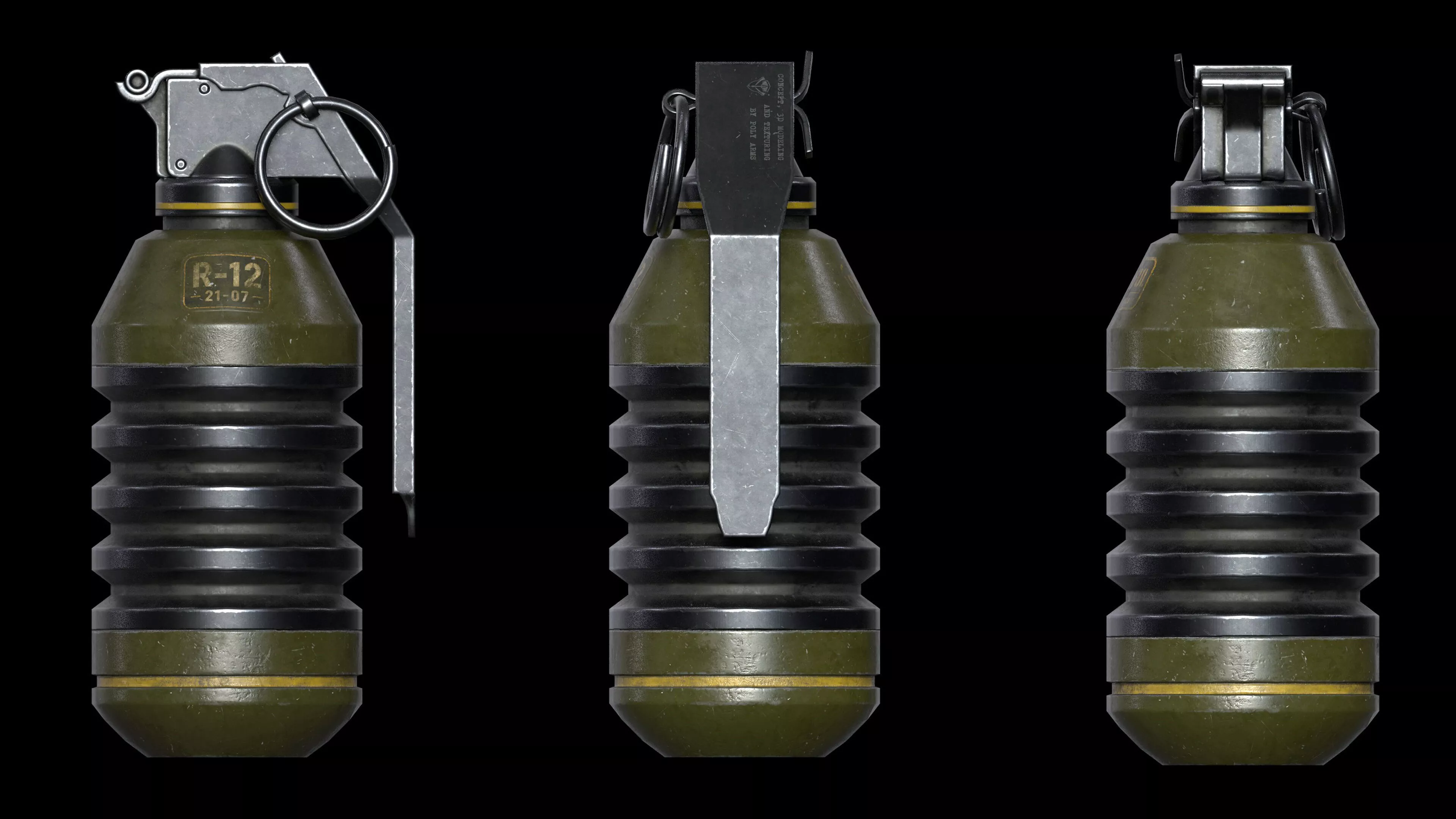 Recon 12 Mark I Frag Grenade Low-poly 3D model