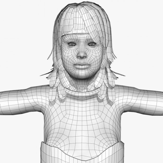 Affrican Villagers Girl A25 3D model_9