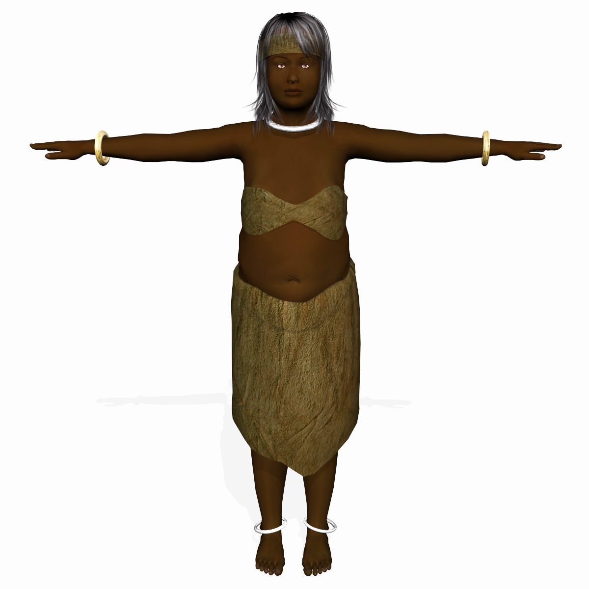 Affrican Villagers Girl A25 3D model_1