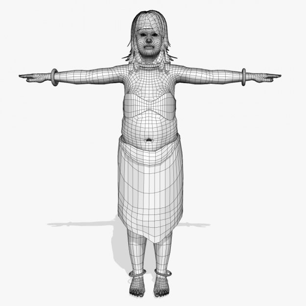 Affrican Villagers Girl A25 3D model_8