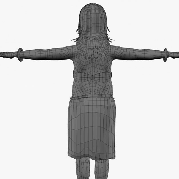 Affrican Villagers Girl A25 3D model_10